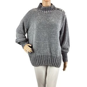 Cynthia Rowley Mock Neck Soft Sweater Size M Gray